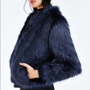 Silence + Noise faux fur zip up Jacket